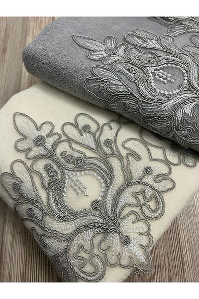 Çeyiz Bahçesi Aksera Velvet Hand and Face Towel Set of 2 50/90cm