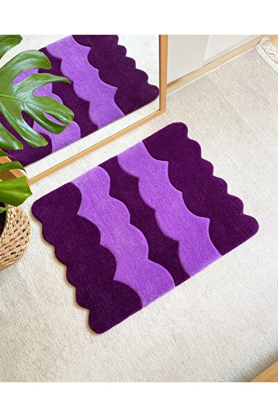 Sima Tufting Rug Dalgalı Desenli El Yapımı Özel Tasarım Çok Amaçlı Ayna Önü H...