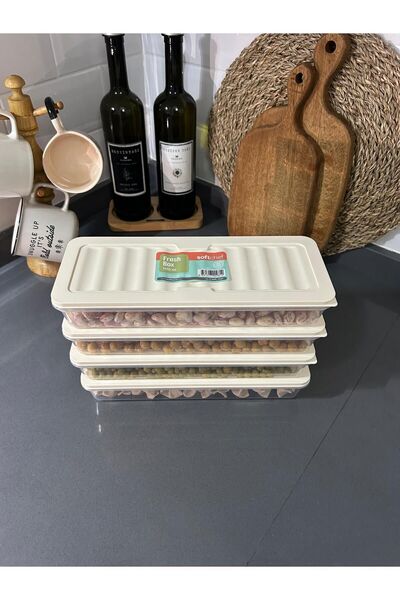 UZUN STORE Cream Colored Refrigerator - Organizer and Storage Container 1170 ml (10 Pieces)