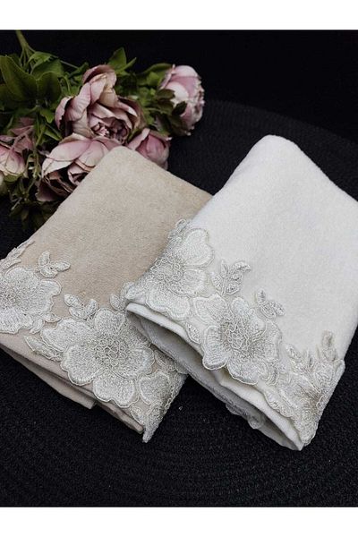 Çeyiz Bahçesi Rose Velvet 2-Piece Hand and Face Towel Set 50/90cm