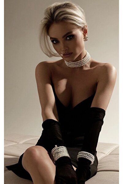 Jovela 5 sira inci choker tasma kolye