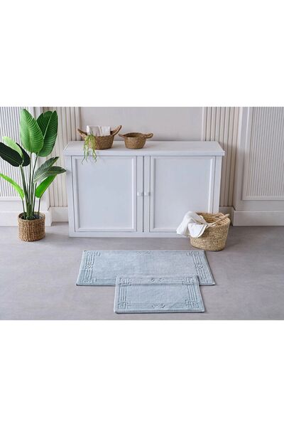 Doqu Home 2-Piece Bath Mat Cotton Harmo Gray 60x100 cm/50x60 cm