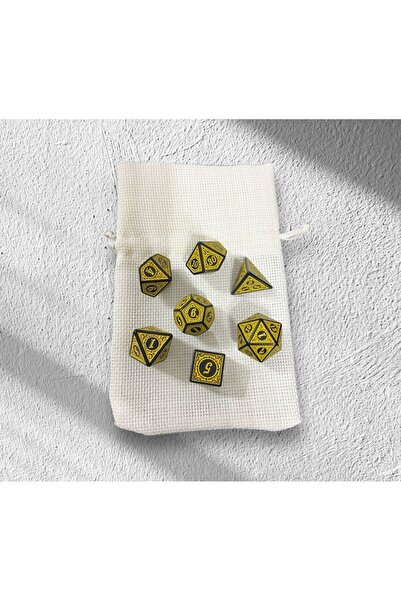 Le Majeur Dnd Frp Zar Seti 7li Set Dnd Zarı Dungeons And Dragons Masaüstü Oyun Zarı Sarı Renkli Kese Hediye