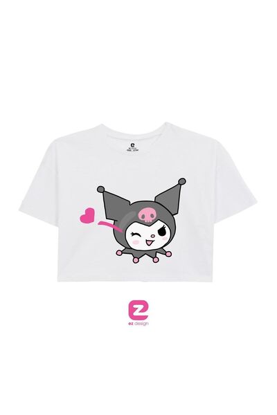 EZ Design KUROMİ BASKILI ÇOCUK&GENÇ CROP TİŞÖRT