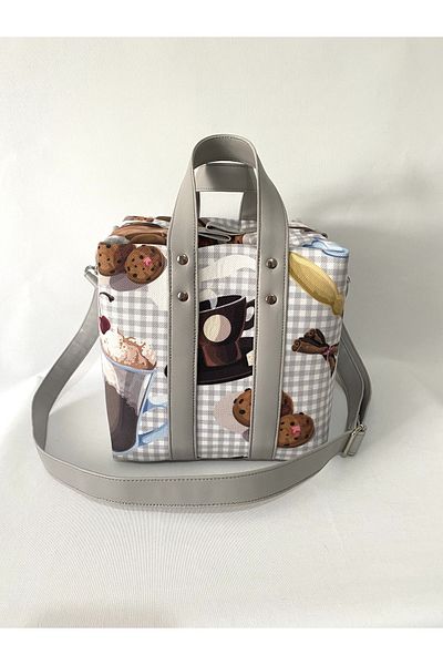 TALKING DREAMS Gray Brown Patterned Dinner Bag