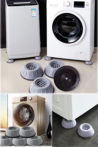 CNGZSHOP Gri Silikon Tabanlı Ses Ve Titreşim Azaltıcı Ayaklık 4 Adet Çamaşır ...