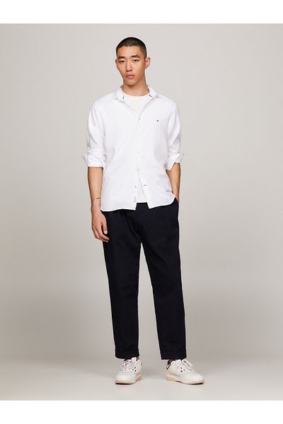 Tommy Hilfiger Men's Organic Cotton White Shirt with Brand Logo Suitable for Casual Use Mw0mw33782-Ycf