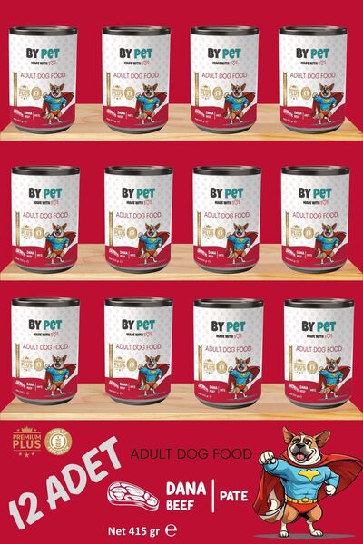 BYPET Yetişkin Köpekler İçin Dana Etli Konserve Yaş Mama 415 gr x 12 Adet