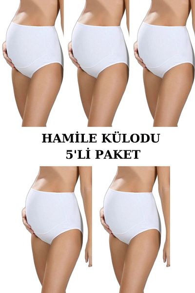 marmara qumasch Pack of 5 White High Waist Recovery Maternity Pillow Panties 100% Cotton