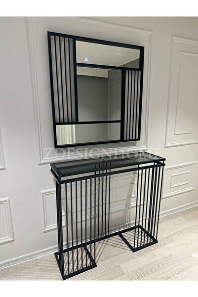 zdesignhome 90 Cm Ayna , 90x30x100 Cm Dresuar Takım (Raf Füme Cam) Z12