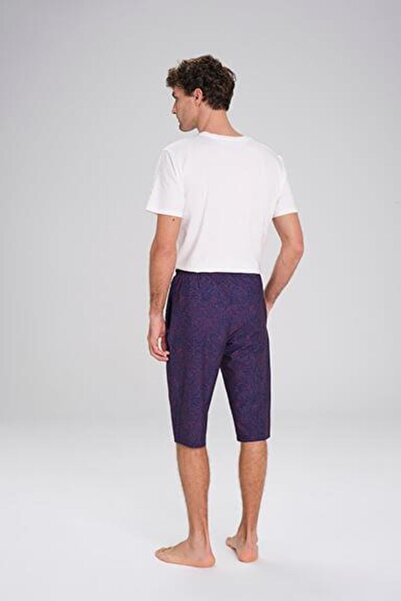 Haşema Desenli Lacivert Kırmızı Uzun Erkek Havuz Ve Deniz Şortu 24-22