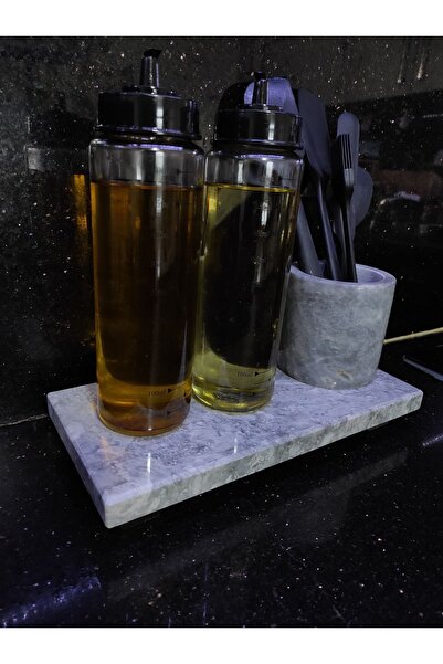 Zeybek Marble Marble Serving & Presentation Plate Standing Oil Pot Stand (30 × 15 CM)