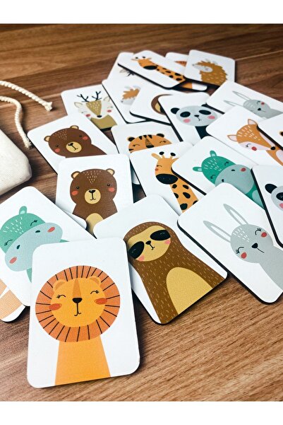 Enjoymydesign Zeka Kartları Eşleştirme Oyunu Hafıza Kartı Ahşap Eğitici Puzzl...