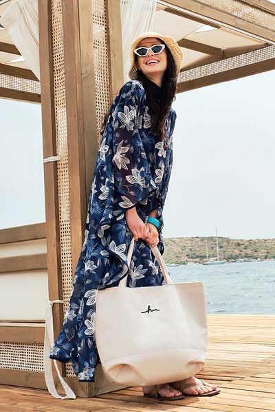 Haşema Pareo lung cu model albastru - 4089