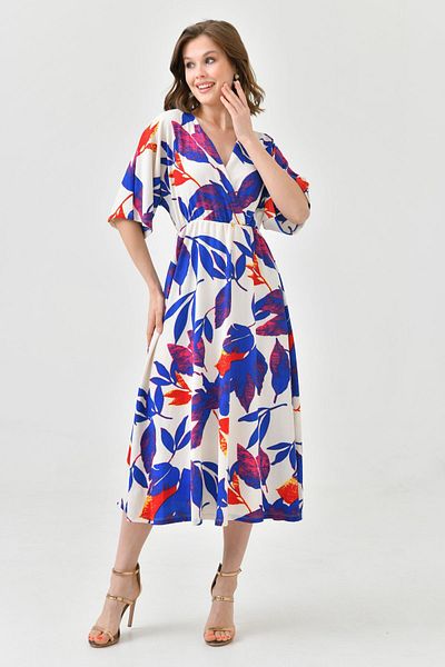 Secret Passion Lingerie Rochie midi de vară pentru femei cu model cu guler dublu sezon - mânecă liliac, talie elastică 096