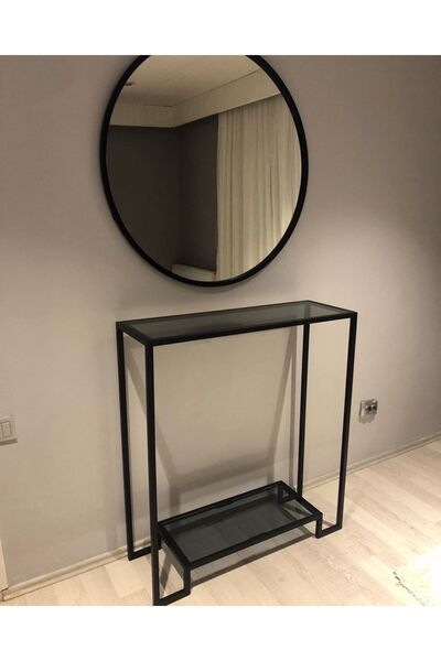 zdesignhome 90 Çap Ayna + 90x30x(100 Cm Yükseklik) Dresuar Takım 101