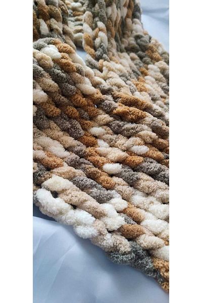 BODUR EMBROIDERY 200*22 εκ. Όμορφο πολύχρωμο 100% πλεκτό στο χέρι φουλάρι 5926