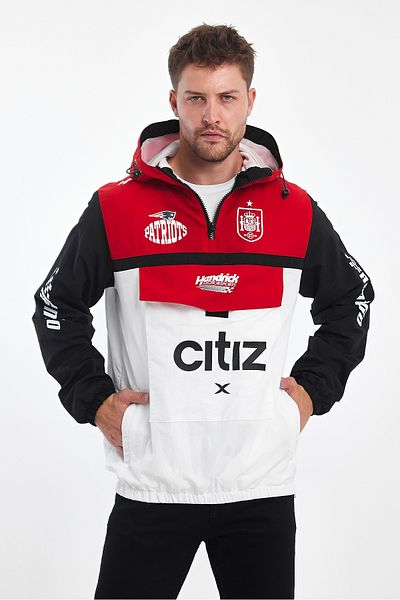 Black Level Men's Printed Waterproof Raincoat Jacket - Two Colors, Zippered, Racer College Coat