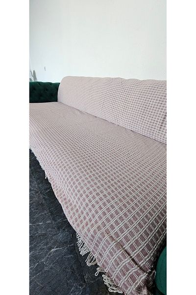 İsmail Gürel Windores Claret Red Sofa Cover - Cotton, Small Check, 170x230 Size