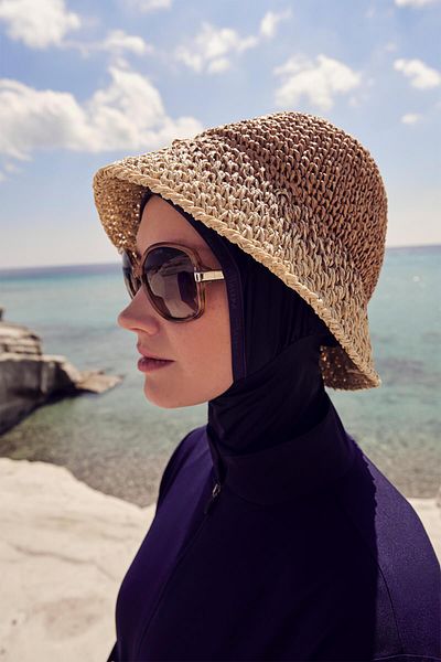 Haşema Colorful Beige Straw Knitted Hat