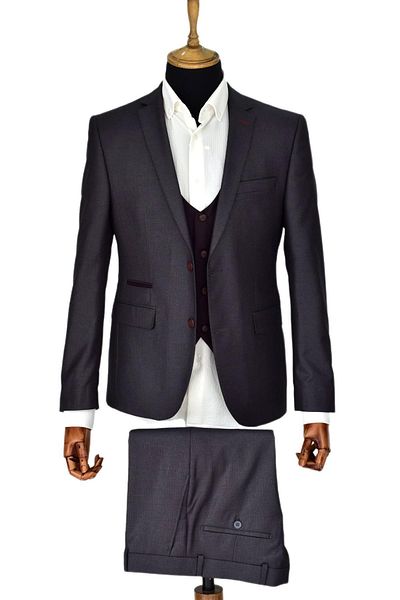 BAGLAN Men's Smoked Vest Suit - GU-5118-04