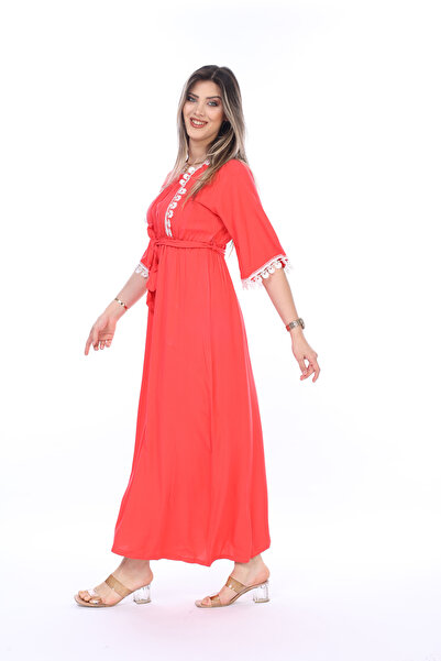 mervemoda Women's Summer Short Sleeve Woven Dress