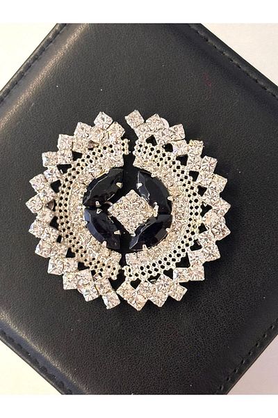 ODDA TASARIM ATÖLYESİ Black Crystal Jewelled Round Luxury Evening Dress Agraf