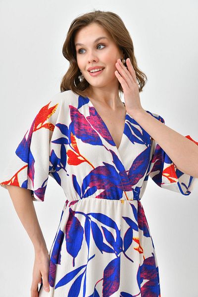 Secret Passion Lingerie Rochie midi de vară pentru femei cu model cu guler dublu sezon - mânecă liliac, talie elastică 096