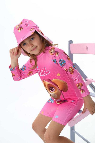 ÖYKÜ KİDS Long Sleeve Hat Zippered Girl's Swimsuit