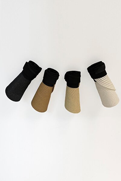 Haşema Katlanabilir Beyaz Vizör Plaj Şapkası