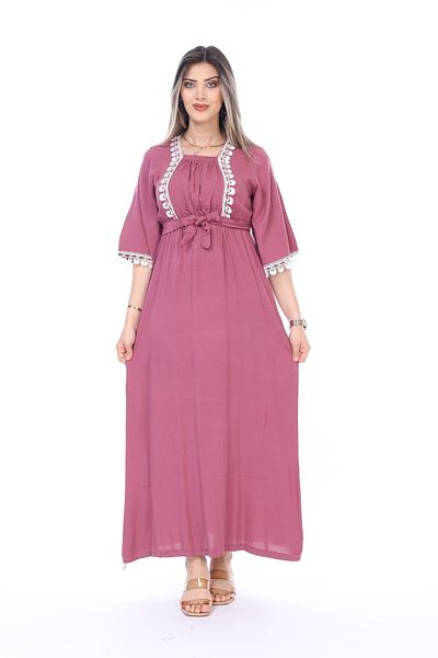 mervemoda Γυναικείο καλοκαιρινό κοντομάνικο υφαντό φόρεμα
