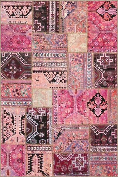 Rugs Modern Halı قاعدة منسوجة منقوشة حديثًا على شكل زهرة وردية اللون وسجادة م...