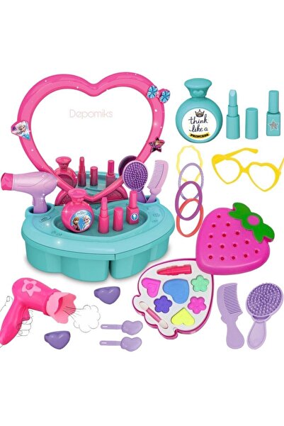 Candy Beauty Salon with Real Mirror Accessories + Toy Strawberry Makeup Set Household Toy