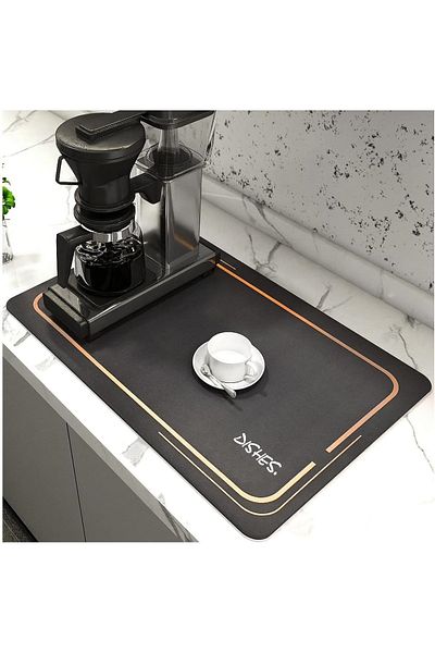 Ekostem Black Countertop Dish Mat Super Absorbent 1 Piece
