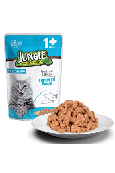 Jungle Pouch Kedi Somonlu Jöleli Yaş Mama 100gr 1 Adet