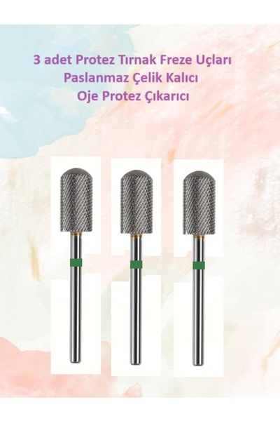 Helios Çelik Protez Tırnak Freze Uçları Protez Çıkarıcıları Üçlü Paket Mikrof...