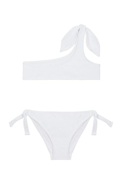 AQUELLA White One Shoulder Girl's Bikini Set