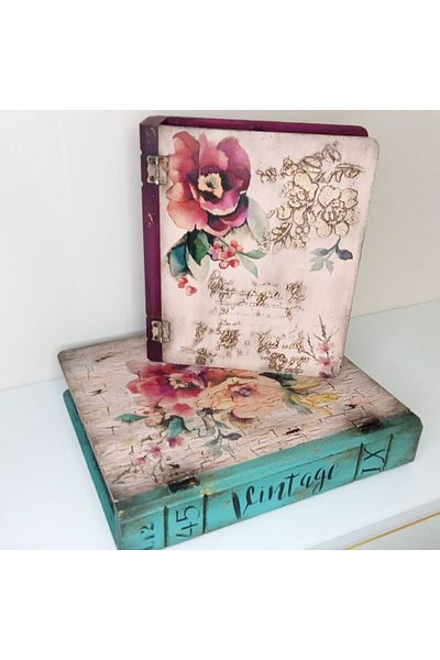 IremTasarimAtolyesi Home Decoration Book Box Set 2-Piece Wooden Decoration Gift
