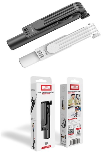 Earldom Zp25 Adjustable Angle Bt 4.0 Mini Selfie Stick with Tripod - Black 414088