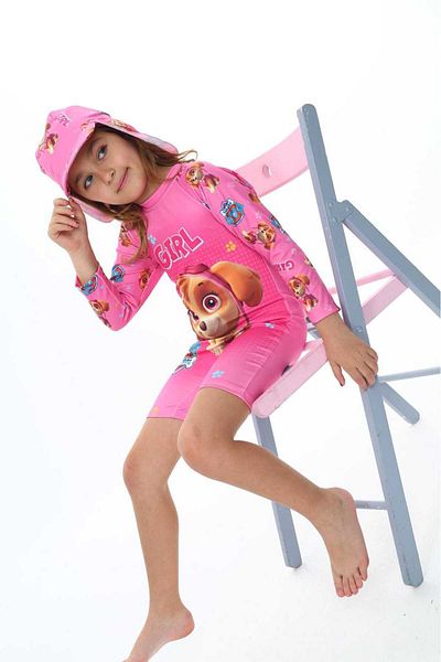 ÖYKÜ KİDS Long Sleeve Hat Zippered Girl's Swimsuit