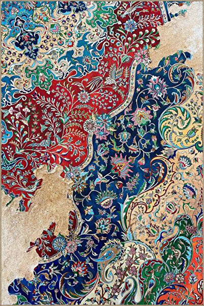 Rugs Modern Halı Çini Desenli Modern Desenli Dokuma Taban ve Dekoratif Yıkana...