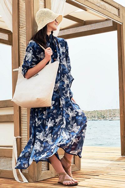 Haşema Pareo lung cu model albastru - 4089