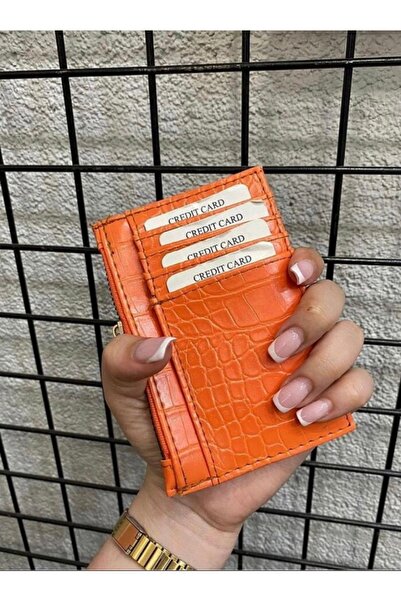 ilknurbutik Turuncu Croco Kartlık Cüzdan
