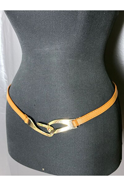 Gönülden Tasarım Curea de damă cu cataramă din oțel maro - 100x1 cm