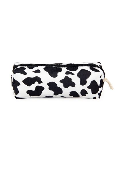 AlpCollection Black and White Cow Cow Pattern Zippered Makeup Bag