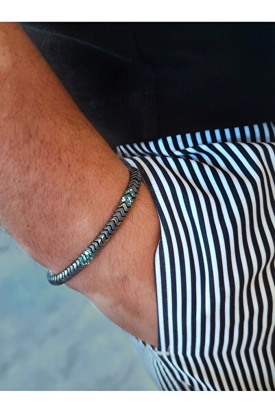 EAST&WEST Colorful Serisi Hematit Taşı Gümüş Bileklik