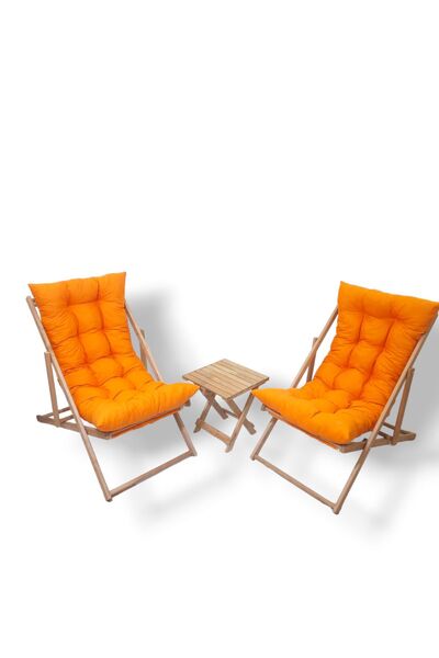 Ahsapland Ahşap Katlanır Bahçe, Balkon, Teras,Plaj Mobilyası, Puf Şezlong