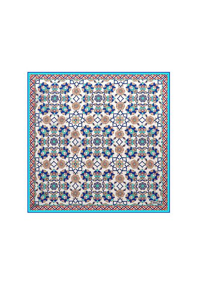 Bursa İpek Ecru Gold Motif Patterned Silk Handkerchief