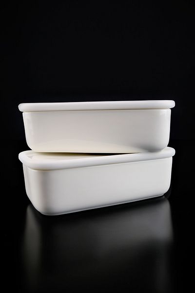ACAR Nora Collection White Porcelain Rectangular Bowl with Lid - 19 Cm SCT-06162