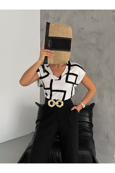 ladyzey Γυναικεία μπλούζα με κοντό μανίκι με λαιμόκοψη - Off Shoulder
